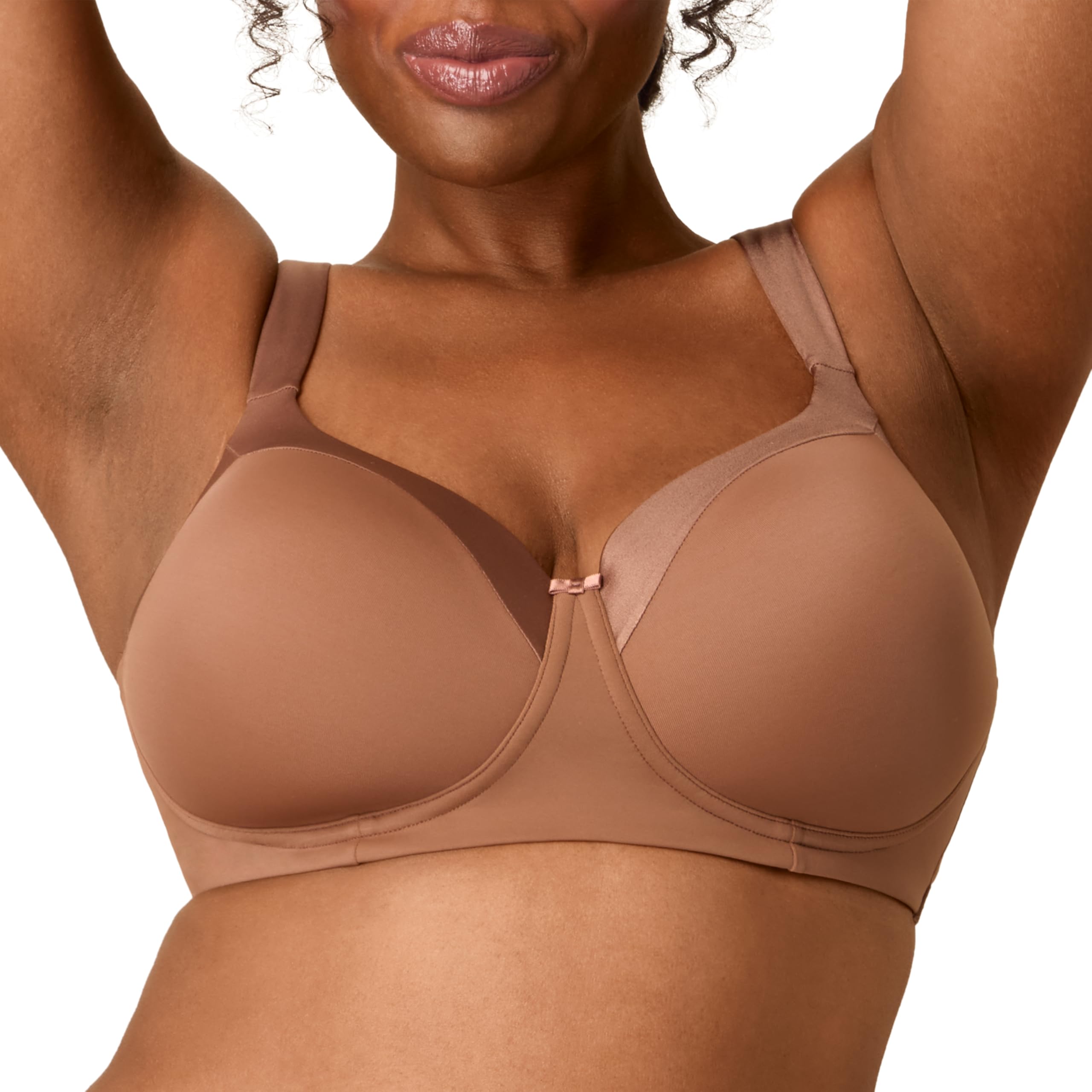 Playtex Women's Wireless Balconette, Plus-Size Bras Available, Full Coverage, Moisture-Wicking, Supportive, 4751 T-Shirt, Bronzed Chestnut, 40E