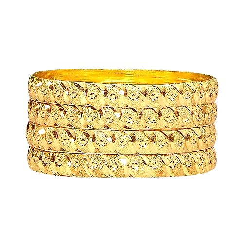 Mallepula - Latest Gold Cut Design Gold Plated Bangles For Girls and Women (Set Of 4 Bangles)