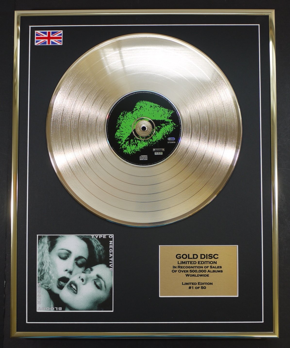 TYPE O NEGATIVE/EDITION LIMITEE/CADRE DISQUE D'OR CD ET VINYLE/BLOODY KISSES
