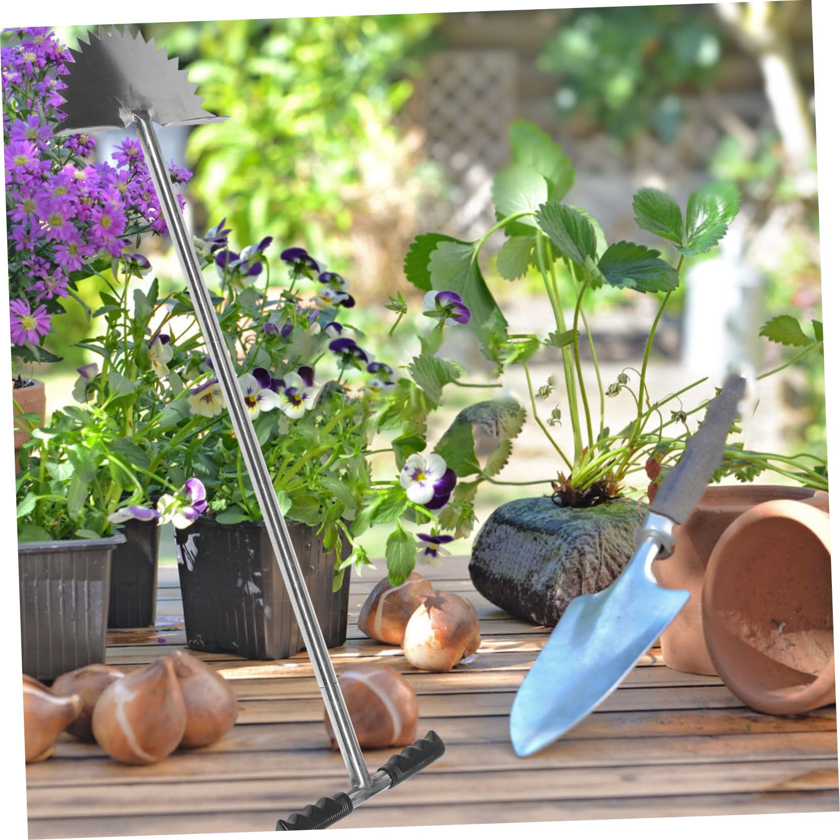 Toyvian Bordatore Manuale per Prato Denti Seghettati Attrezzo da Giardinaggio Manico per Bordi Giardino Bordatore per Resistente in Acciaio Inox
