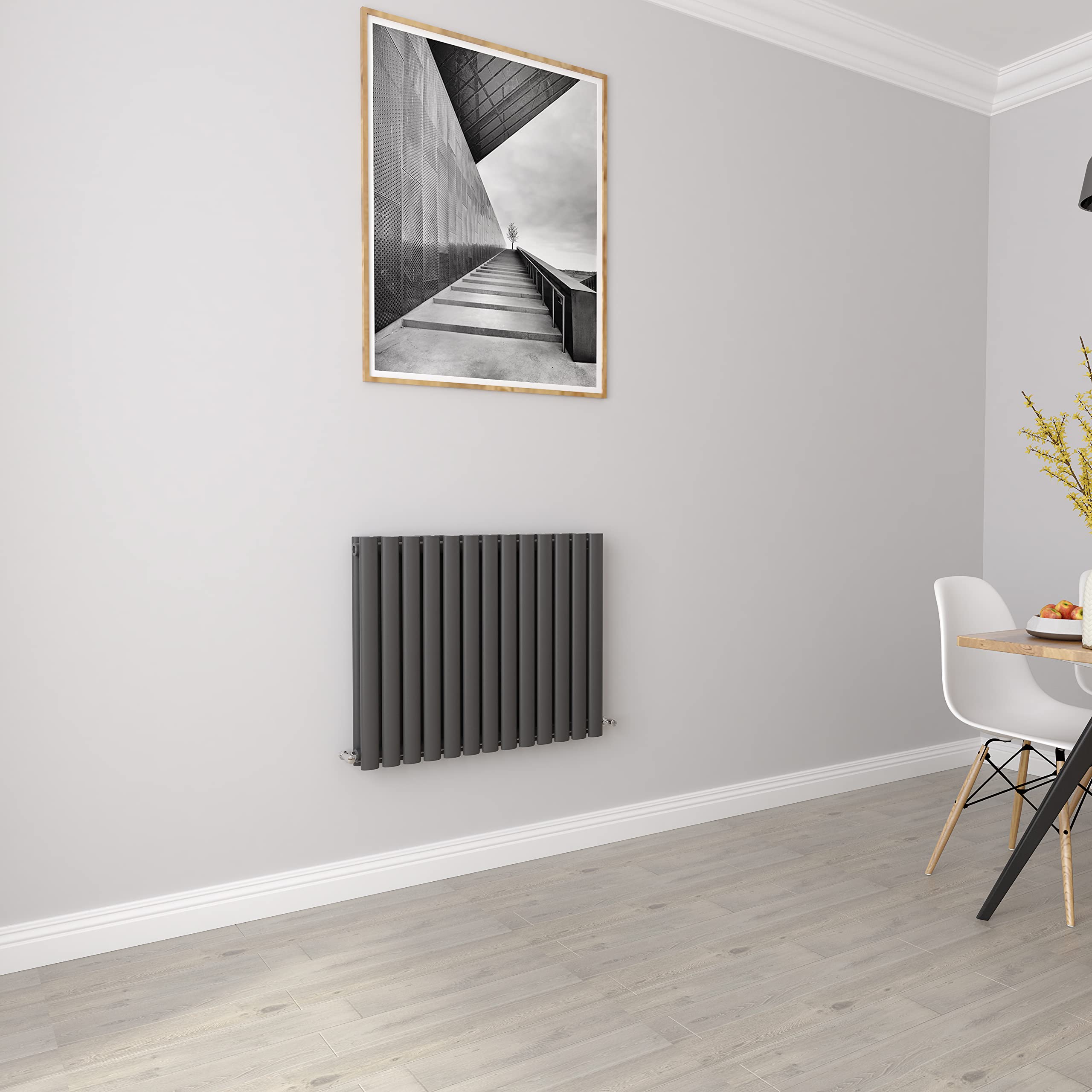 Biubiubath Anthracite Radiators Horizontal Oval Double Panel Designer Small Radiator 600X767mm Central Heating Radiators