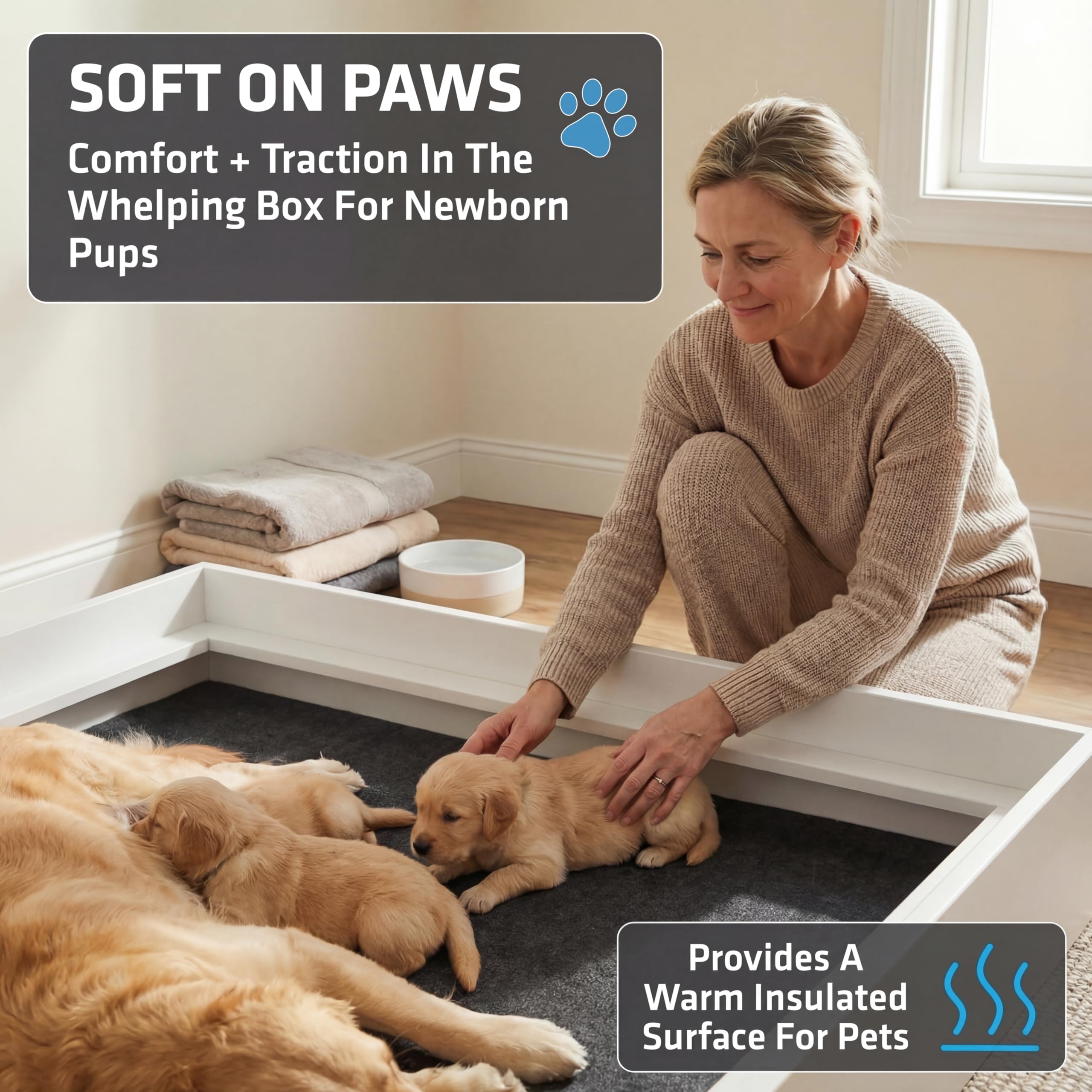 Drymate WMCB48100 Tapete con Revestimiento de Caja - Almohadilla para criar Perros Lavable a máquina, Reutilizable y Absorbente - Se Puede Cortar para Que se Ajuste, Hecho en EE. UU., 48 x 100