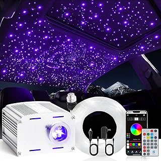 Fiber Optic Car Starlight Headliner Kit, Twinkle & Sound Activated RGBW 16W 200pcs*0.03in*6.5ft Fiber
