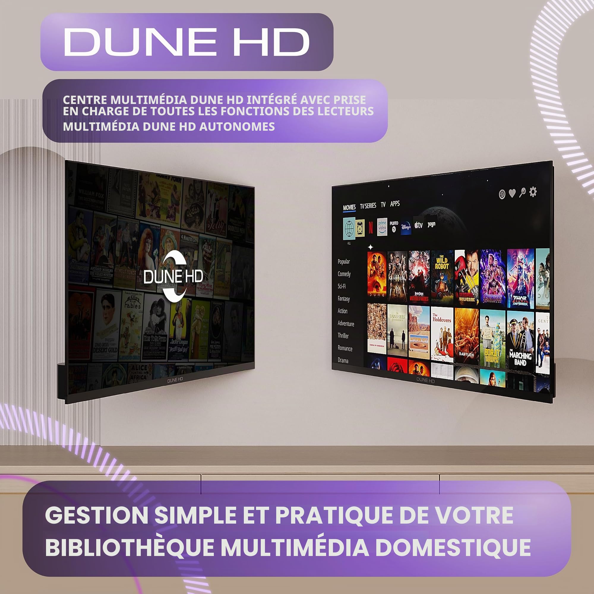 Dune HD Smart TV 55" (2026), QLED 4K UHD Quantum Dots, HDR10 HLG, Whale OS Android, 2+16, Trois Tuners DVB-T/T2/S/S2/C + TV analogique, Contrôle Vocal, AirPlay, Miracast (55, Pouces)