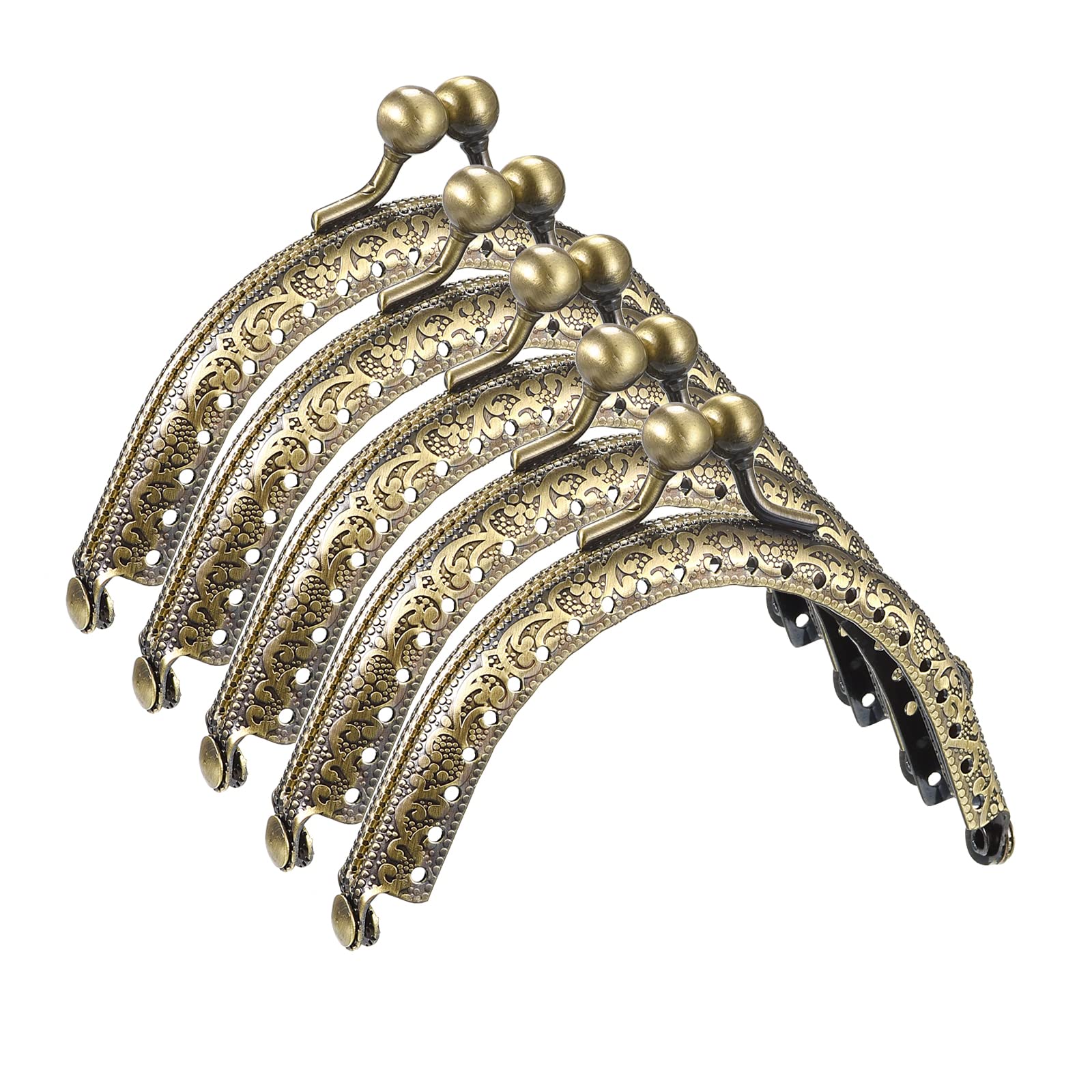 Sourcing Map Métal Pochette Cadres - 6.1" 2Pcs Rectangle Bisous Fermoir Verrouillage Cadre Relief Embrayage Cadre Pour Monnaie Pochette Couture Sac Création Bricolage Artisanat, Bronze