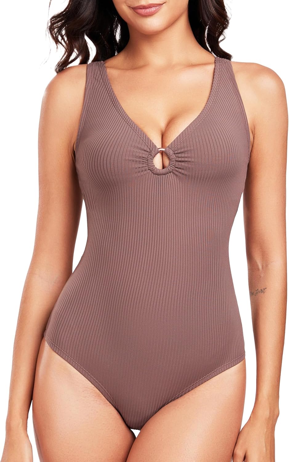 IBL Womens Swimsuits One Piece Bathing Suit Sexy Monokini Bikini Sets Two Piece One Piece X-Large Peppercorn