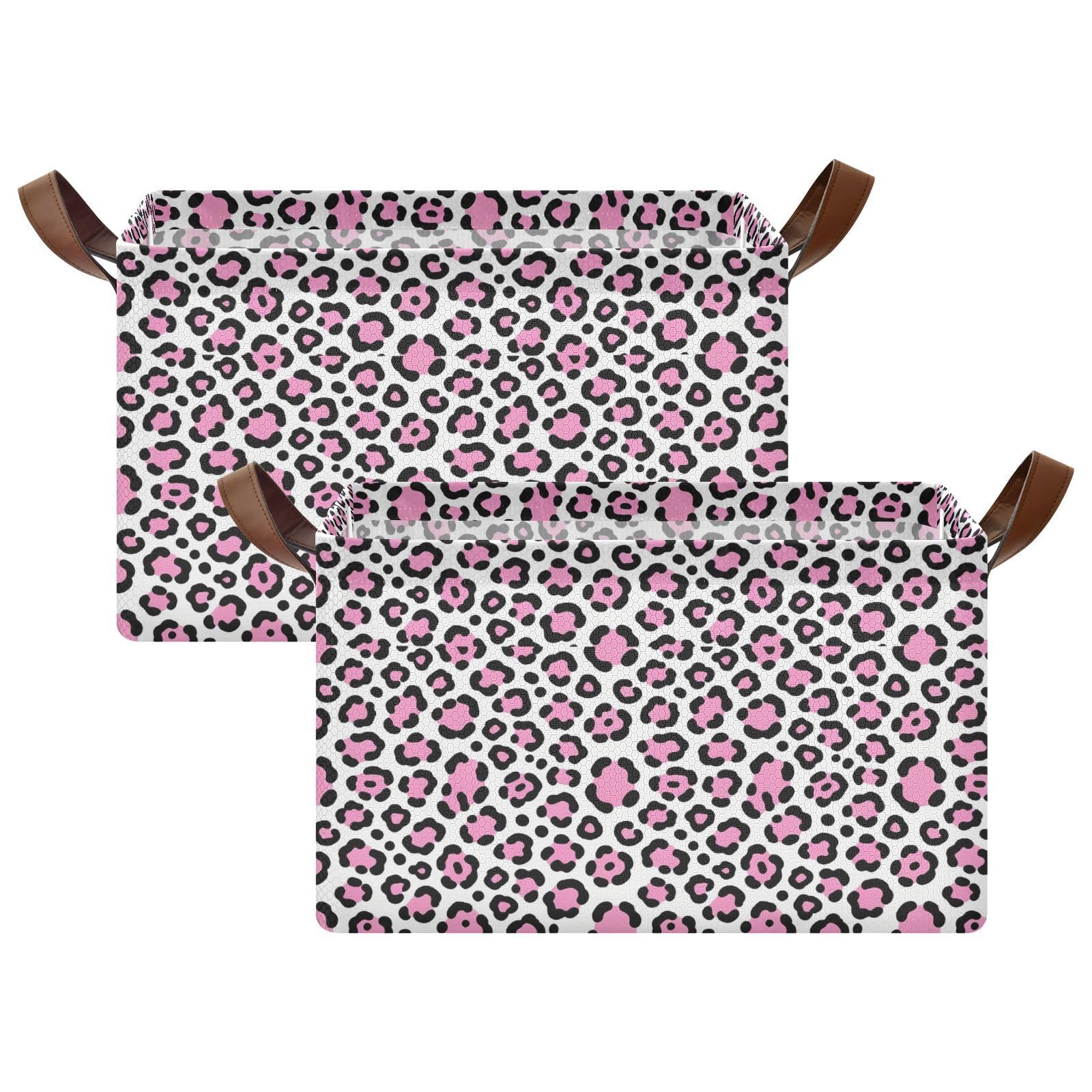 FRODOTGV Contenedores de almacenamiento abiertos para armario, dormitorio, cocina, leopardo blanco claro, talla M