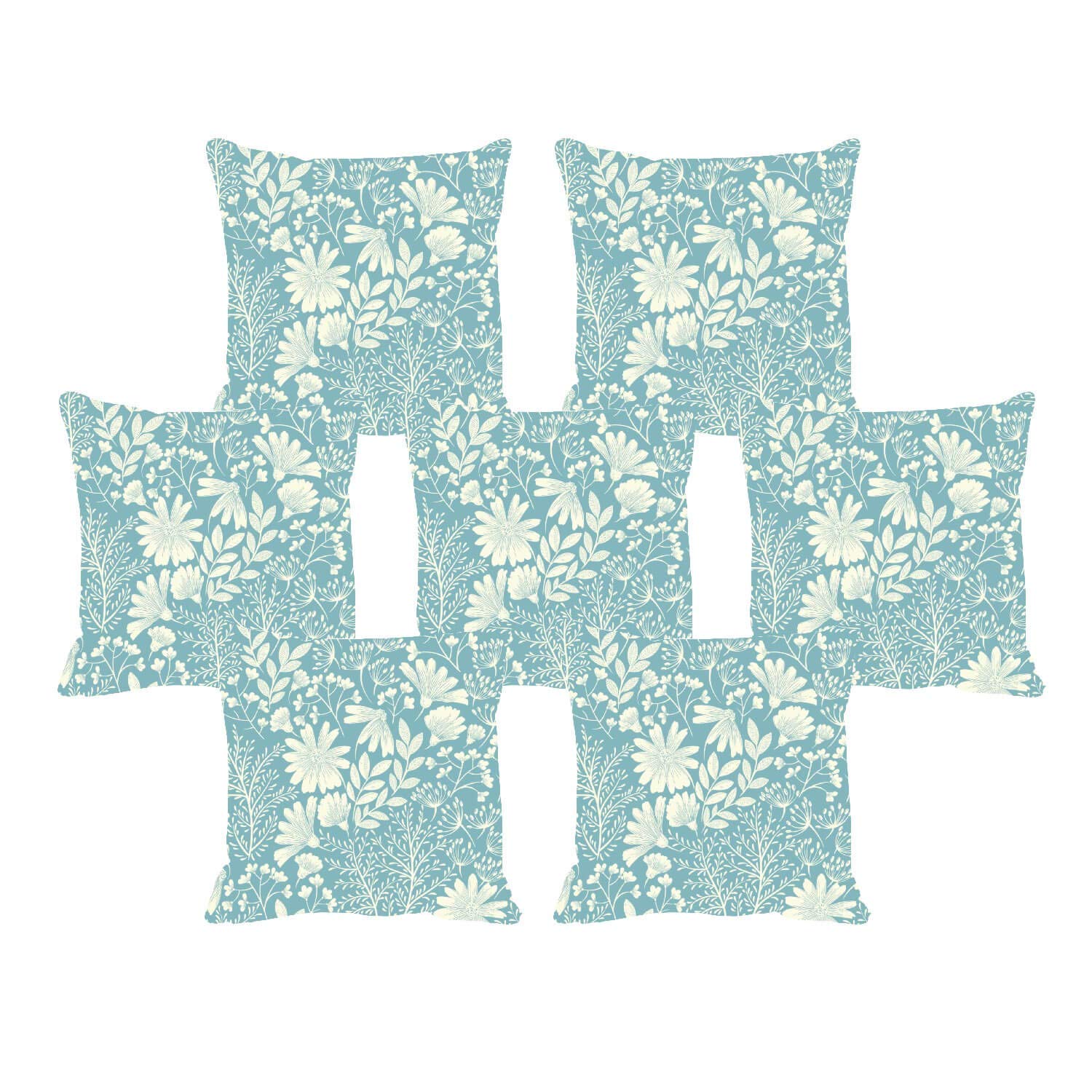 TheYaYaCafe 16x16 inches Set of 7 Cushion Covers Absurd Leaf Tree Floral Flowers Printed Sofa Throw Pillows, Multicolor