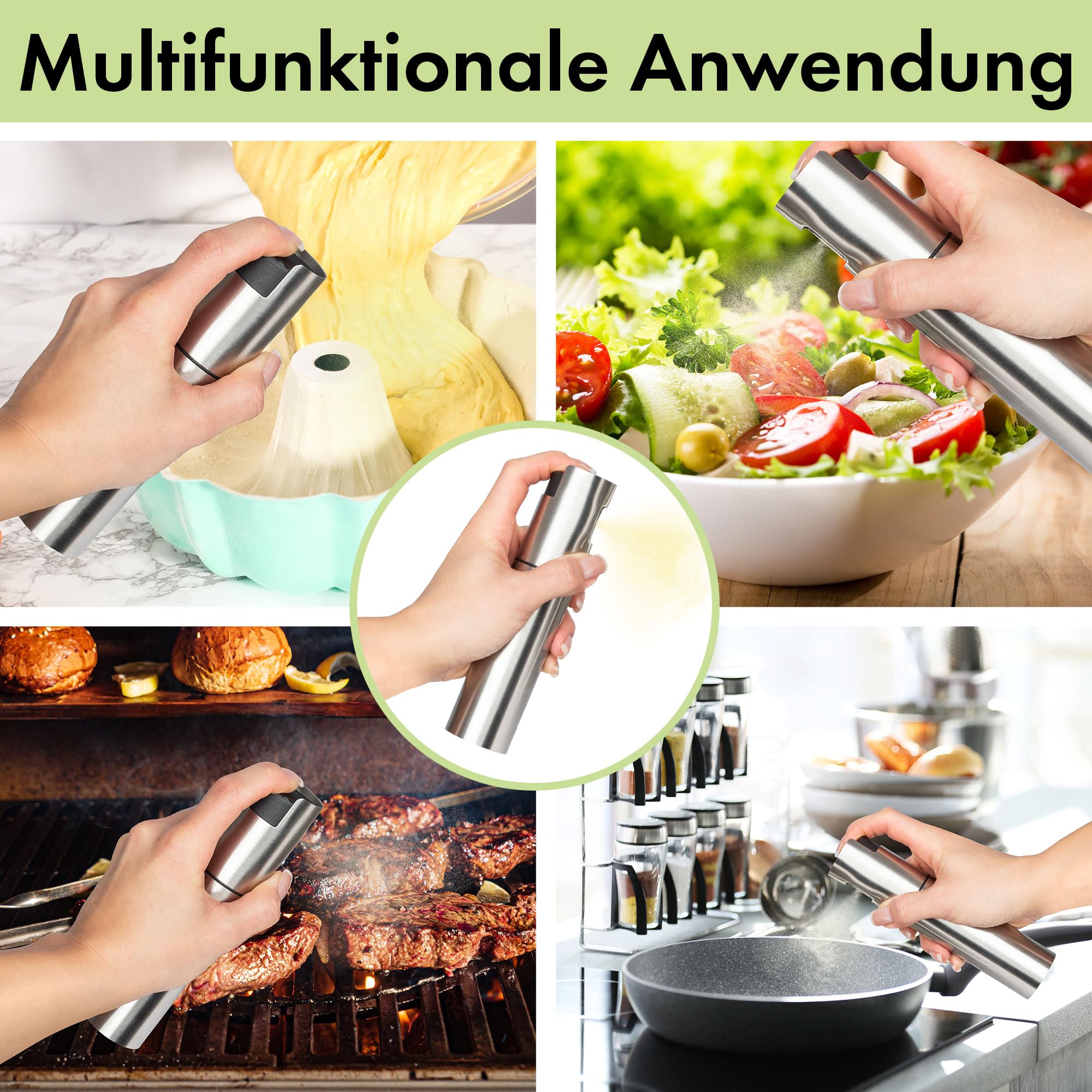 Profi Cook Ölsprüher,2er Set,100ml Ölspray,Sprühflasche für Öl, Essig, Wasser uvm,Öl Sprühflasche,für_Kochen Küche Fitness & Diät,mit Skalierung,für Speiseöl, PC-EOS 1270,175 x 40 mm (Packung mit 10)