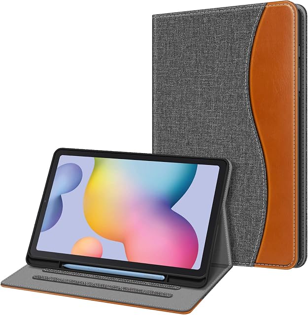FINTIE Case for Samsung Galaxy Tab S6 Lite 10.4 Inch 2022/2020 (Model SM-P610/P613/P615/P619) with S Pen Holder, Multi-Angle Viewing Folio Stand Cover with Pocket, Auto Wake/Sleep, Denim Grey