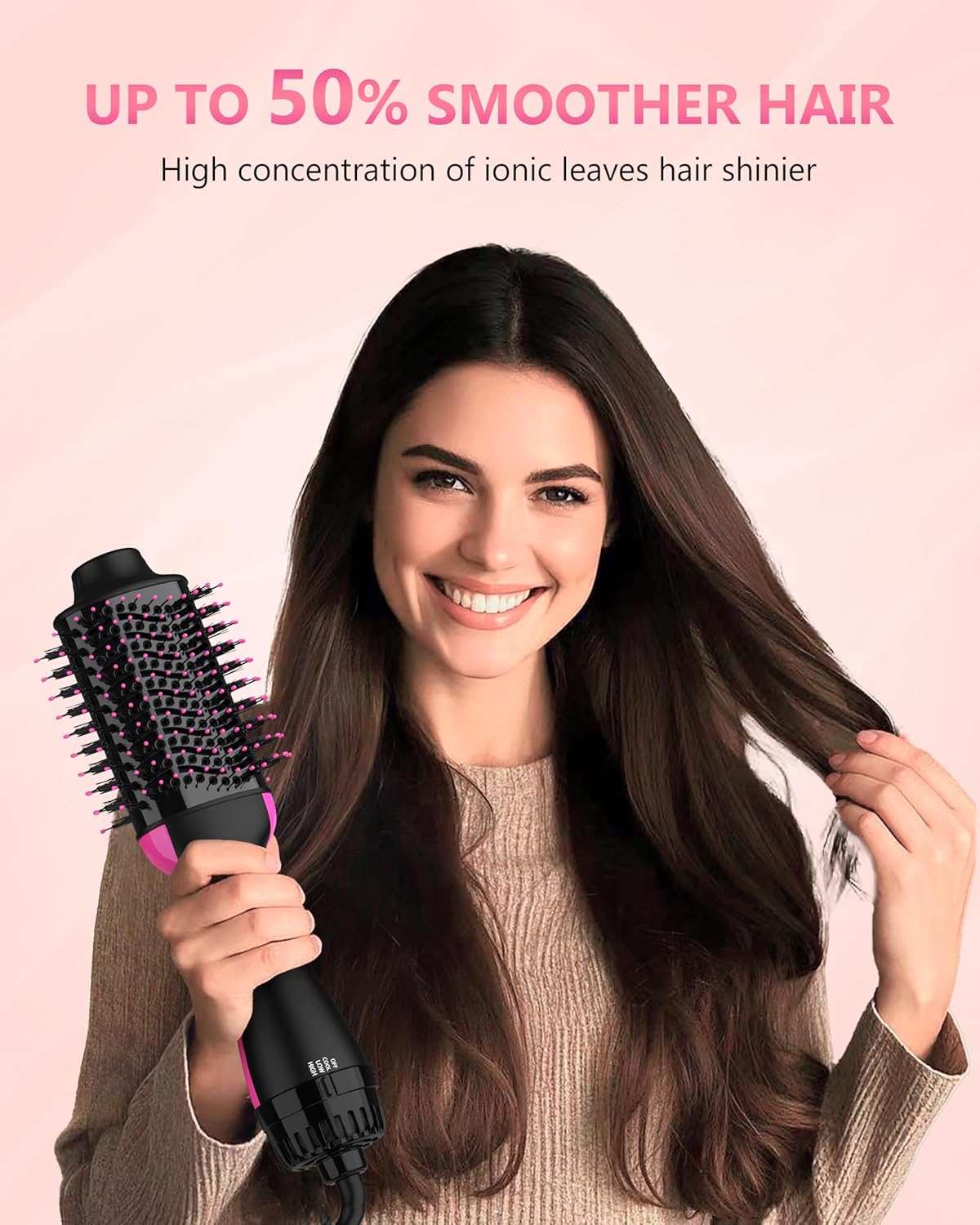 Aopant Hair Dryer Brush Blow Dryer in One, 1200W Hot Air Brush with Negative Ion, Ceramic Titanium Barrel, Oval Blow Dryer Brush for Drying, Smoothing, Volumizing & Styling