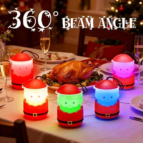 Vista 3 de Paquete de 3 faroles de Papá Noel de EverBrite para regalo de Navidad, 5 modos de luz, regalos de decoración navideña para mujeres y hombres