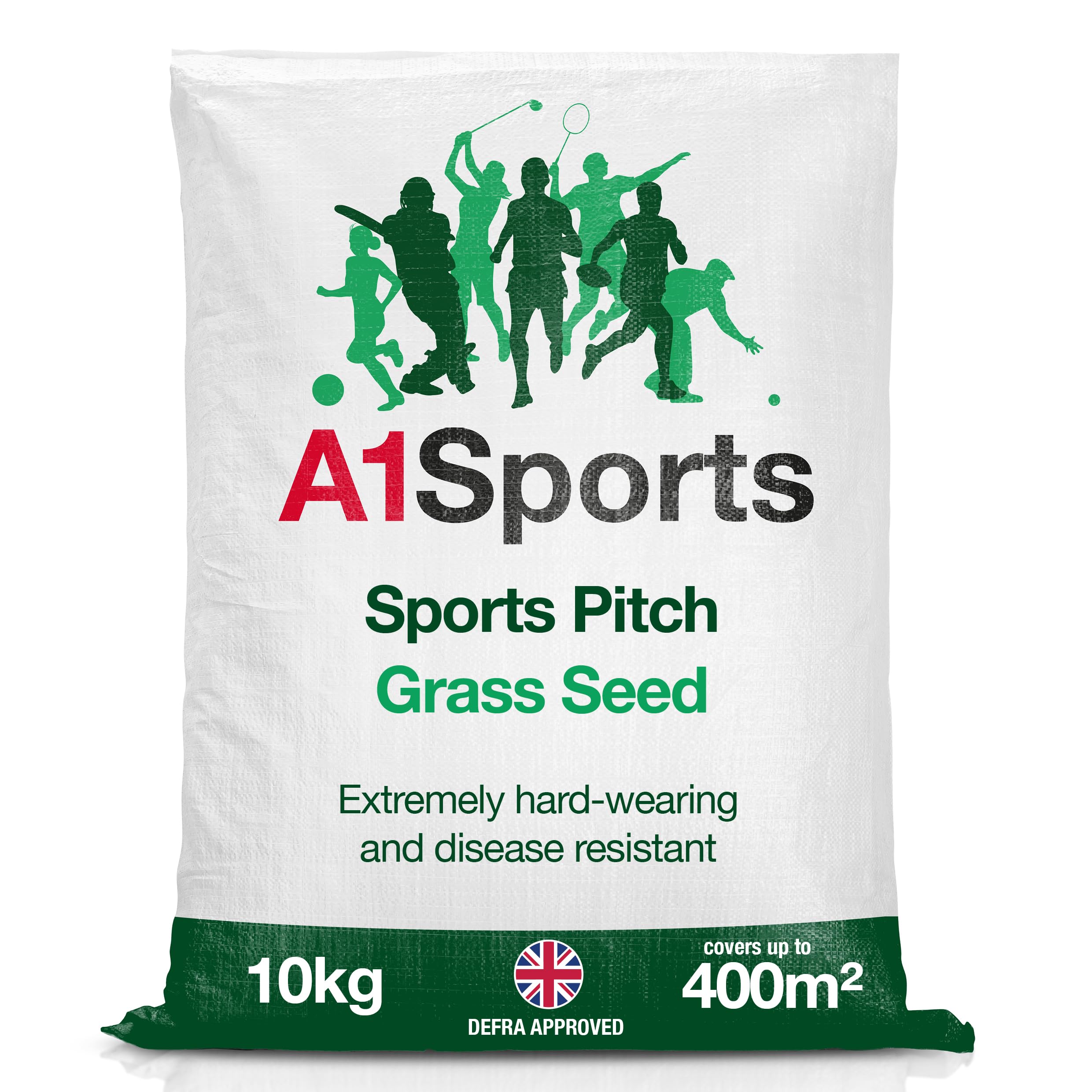 A1 Lawn, Sports Pitch Grass Seed - Extremely Hard-Wearing, Fast Recovery, DEFRA Certified, 10kg