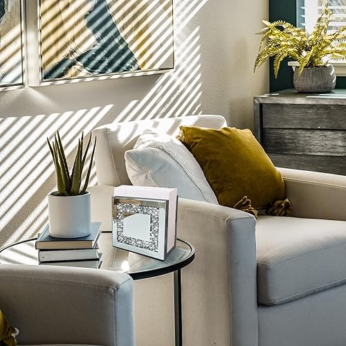 Miniatura 3 de Cityelf Servilletero de espejo aplastado con diamantes de cristal cuadrado para mesa de comedor y encimeras