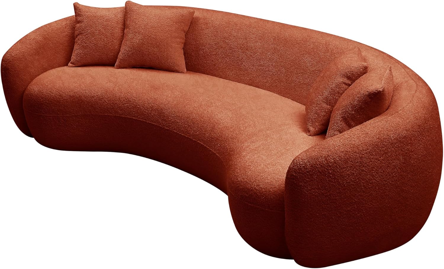 ERYE Modern 5 Seats Curved Sofa Oversized Half-Moon Sofa&Couch, Beautiful Freestanding Sofa Comfy Teddy Fleece Boucle Leisure Couch with 4 Big Pillows for Home Office Apartment Living Room