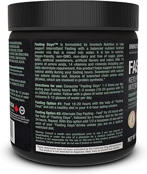 Innotech Nutrition Fasting Days Intermittent Fasting Drink Mix Metabolic & Electrolyte Support 42 Essential Ingredients Lemon Iced Tea 360g