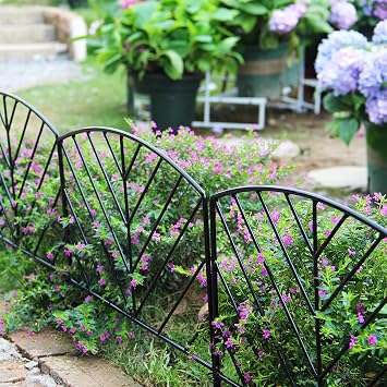 5Pack Decorative Fence 17in x 7.9ft Garden Metal Fence Rustproof Outdoor Landscape Patio Fences Flower Bed Animal Dogs Barrier Black Decor Panels