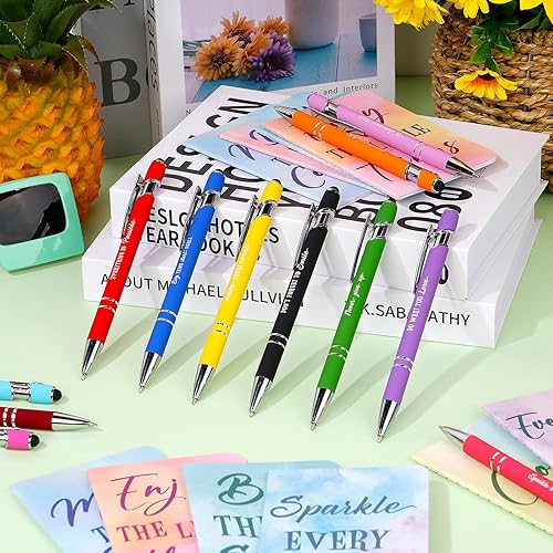 Miniatura 5 de Juego de 96 bolígrafos motivacionales de acuarela a granel, bloc de notas inspiradoras, cuadernos de bolsillo con cita motivacional, bolígrafos,