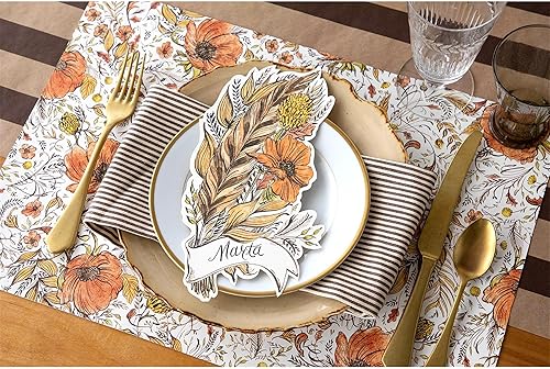 Miniatura 4 de Manteles individuales de papel de Acción de Gracias para mesa de comedor, manteles individuales cuadrados de papel desechables para otoño, temporada