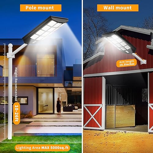 Miniatura 5 de Svance Farolas solares para exteriores, a prueba de agua, 1000 W, luces solares LED del atardecer al amanecer con sensor de movimiento, patio con