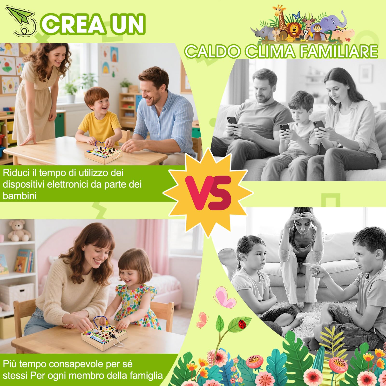 Busy Board Montessoris Activity board 1 anni,Giochi Montessori per Bambini 2 Anno,Busy Board Montessori per Bambini di Gioco Legno 1 Anno,Activity Boards 1 Anno con 29 LED Giocattoli Sensoriali