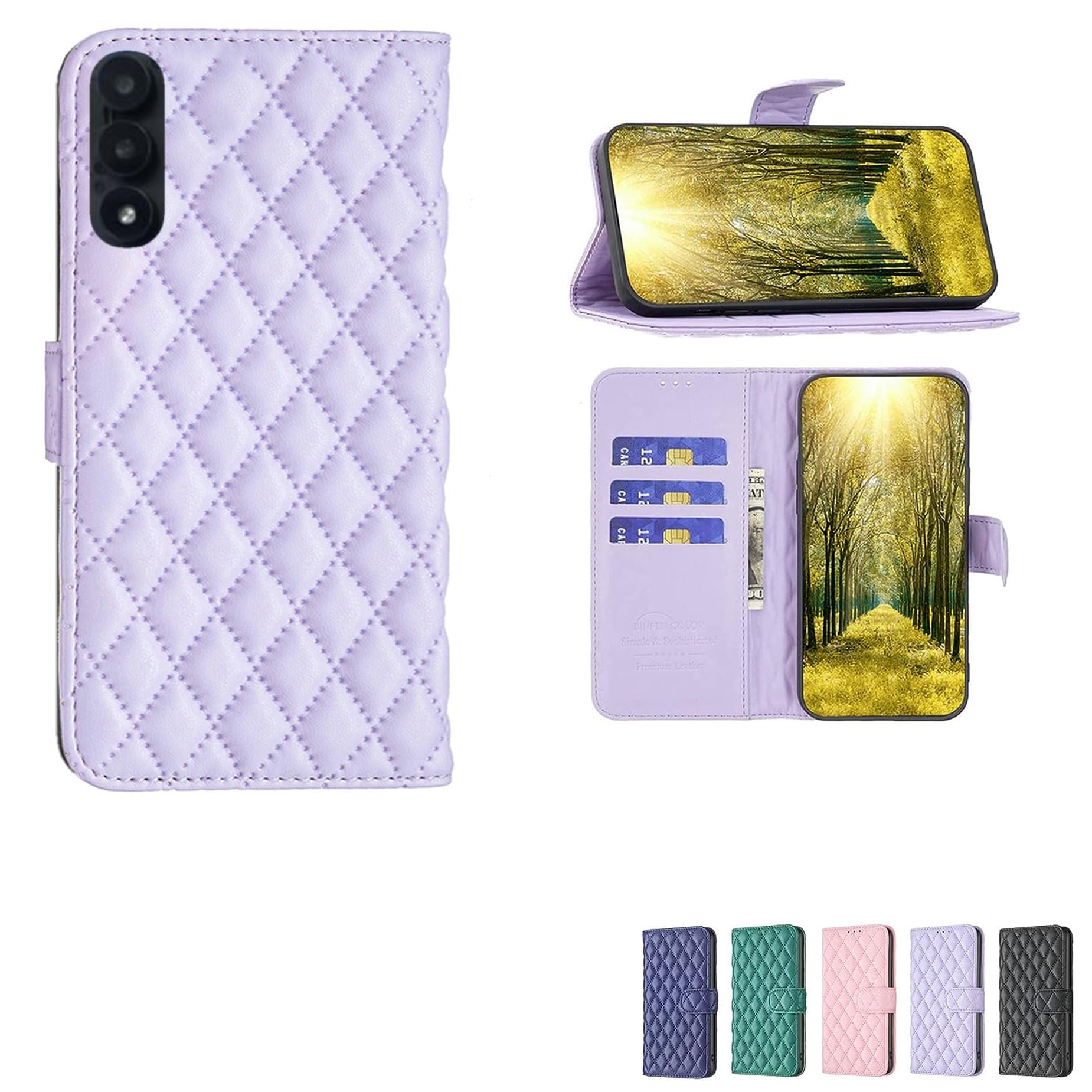 bojioderf Case Compatible for Vortex CB68 Phone Case Cover [with Tempered Glass Screen Protector] Flip Stand Cover Women Wallet Purple