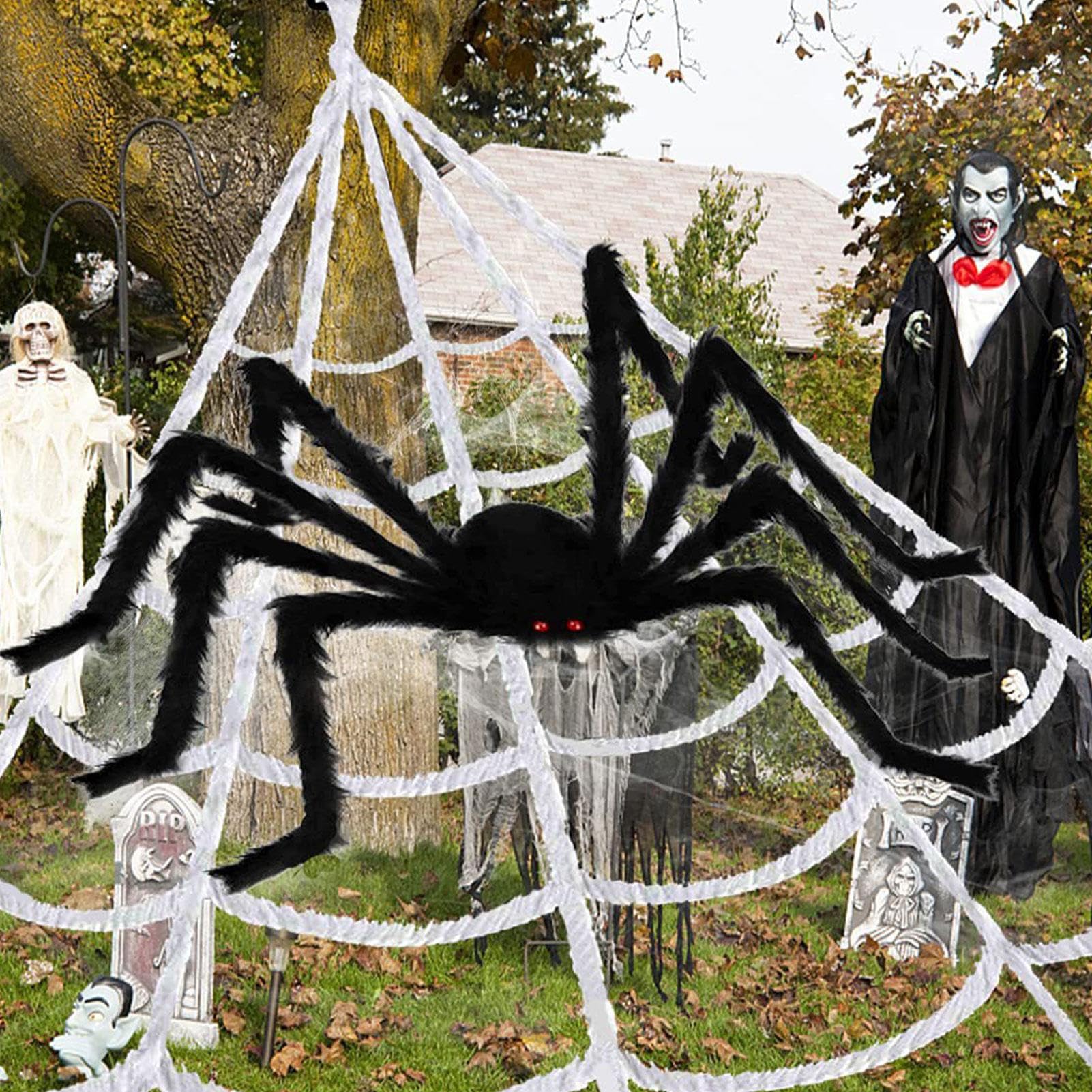 Decorazione Halloween Esterno Ragni Giganti Halloween - Set 3 Pezzi Decorazione Horror 125cm E 50cm Ragni Giganti Horror 125cm 50cm Peluche