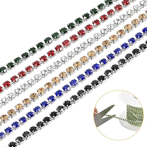 Miniatura 3 de uxcell 6 Roll 33 Yards 3MM Crystal Rhinestone Close Chain Trim, Sew on Crystal Rhinestone Chain Trim for Sewing Crafts Wedding Party DIY Decoration,