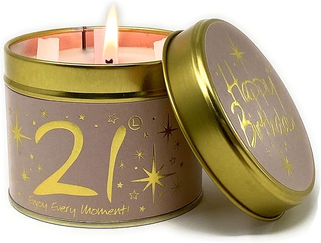 Lily Flame Happy Birthday 21st Scented Candle Tin