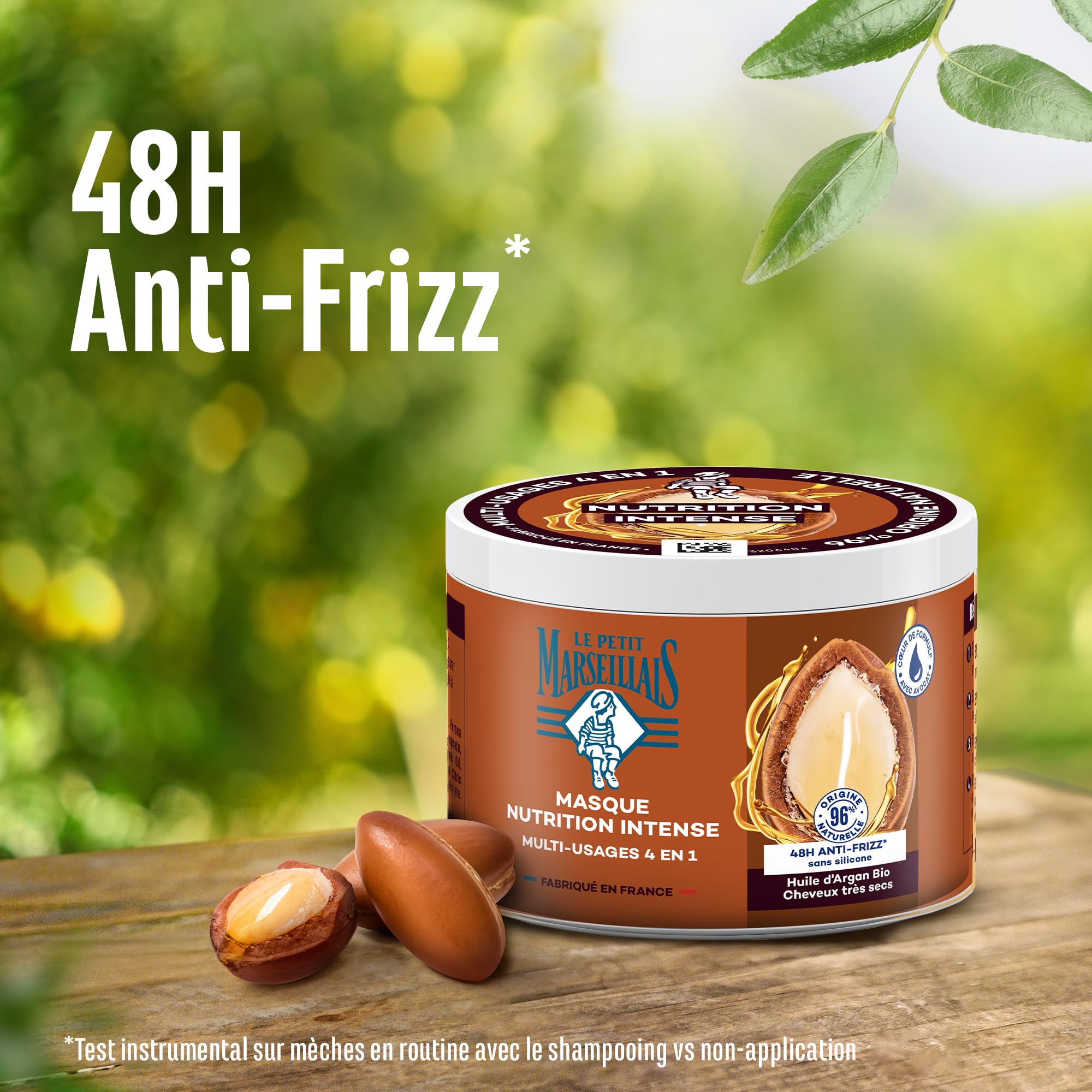 Le Petit Marseillais – Masque 4 en 1 Nutrition Intense Huile d'Argan Bio (pot de 370 ml) – Masque capillaire pour cheveux très secs – Soin cheveux sans silicone 96% d'origine naturelle
