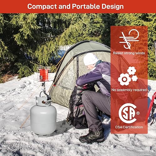 Miniatura 6 de Outvita Calentador de propano  Calentador portátil de 360 grados con ajustes de calor ajustables e interruptor de vuelco, calentadores de patio para