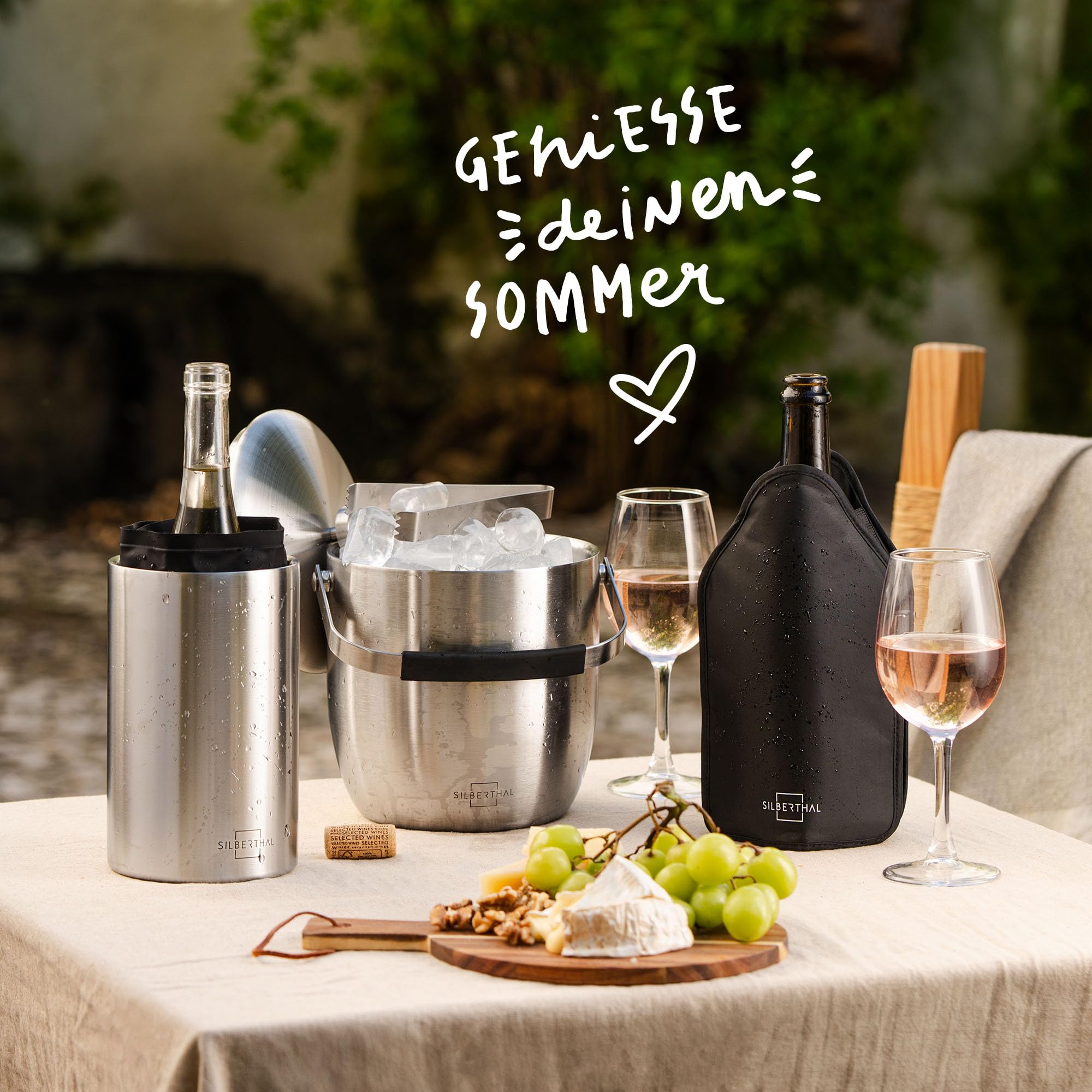 SILBERTHAL Eiswürfelbehälter Edelstahl 3L – Doppelwandig Isoliert – Eisbehälter mit Deckel & Zange – Eiskübel Ice Bucket für Cocktails, Wein, Sekt & Alkoholfreies – Weinkühler Flaschenkühler