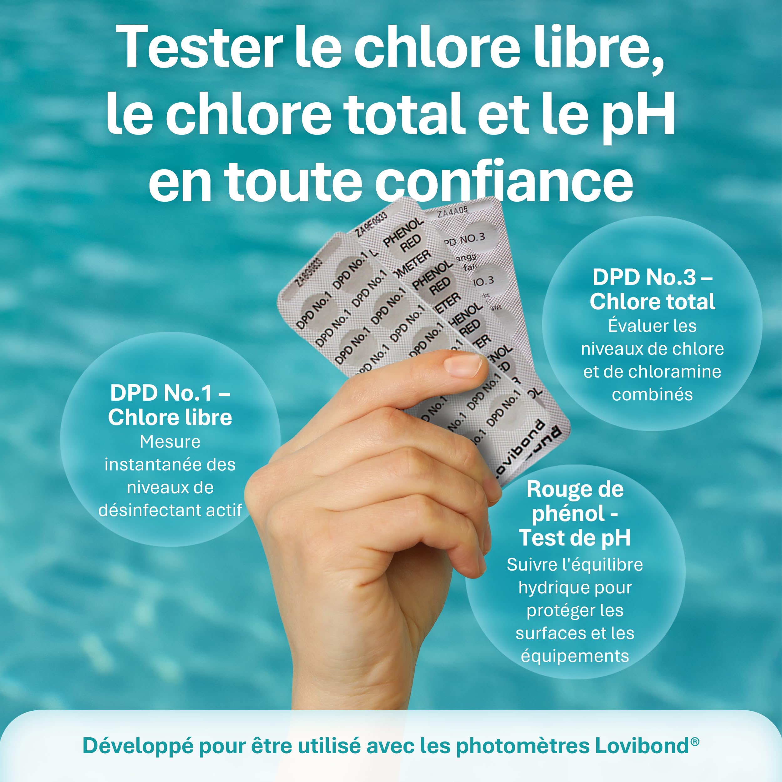Lovibond DPD No.1, DPD No.3 et pH 250 comprimés
