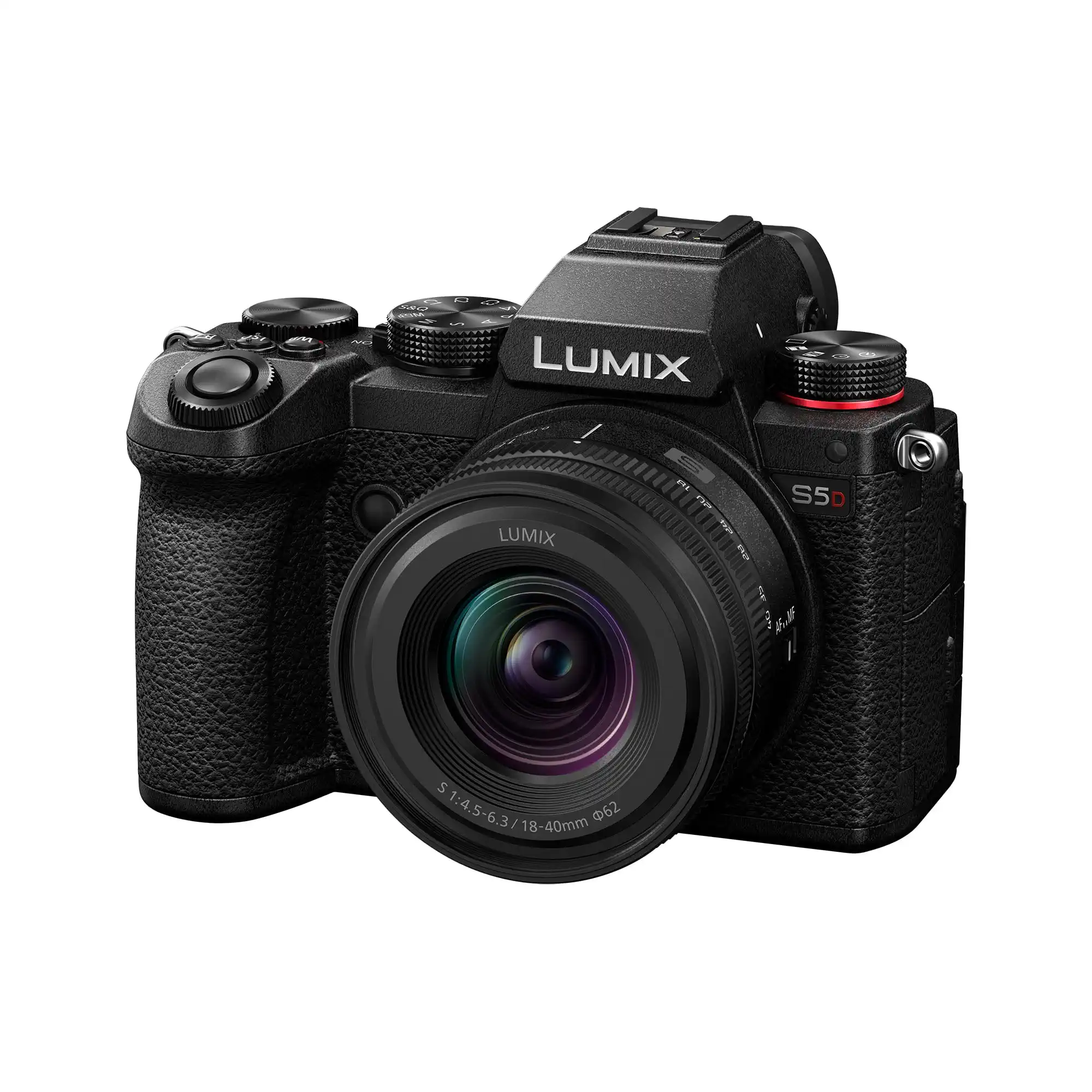 Panasonic Lumix S5D, Spiegellose Vollformatkamera, mit S-R1840E 18-40 mm Objektiv, L-Mount, 24,2 MP, 4K 60P Aufnahme, Live-View-Sucher, 180° -Flexibler-Monitor, WLAN, Bluetooth, Schwarz
