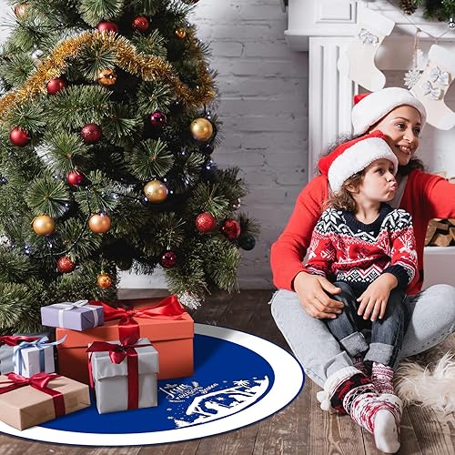 Miniatura 4 de Falda de árbol de Navidad de 48 pulgadas, diseño de belén, para árbol de Navidad de la Santa Familia, Jesús es la razón de la temporada, almohadilla