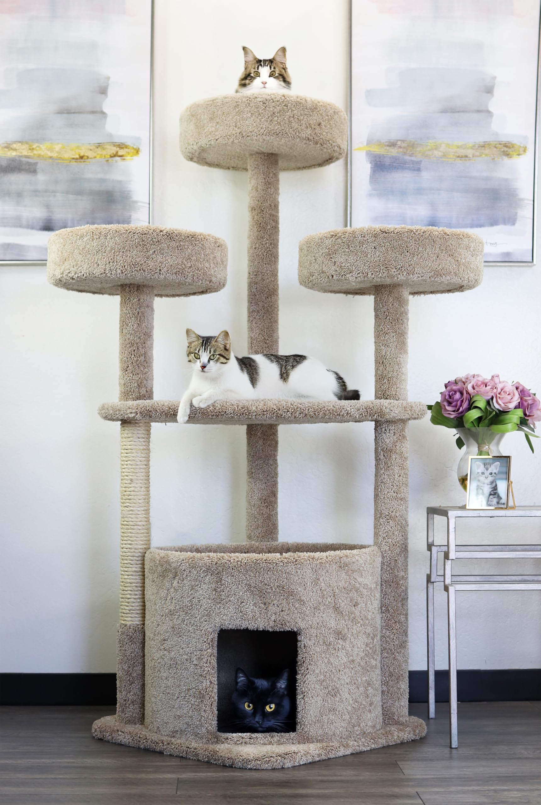 Prestige Cat Trees 130014-Tan Main Coon Cat House Cat Tree