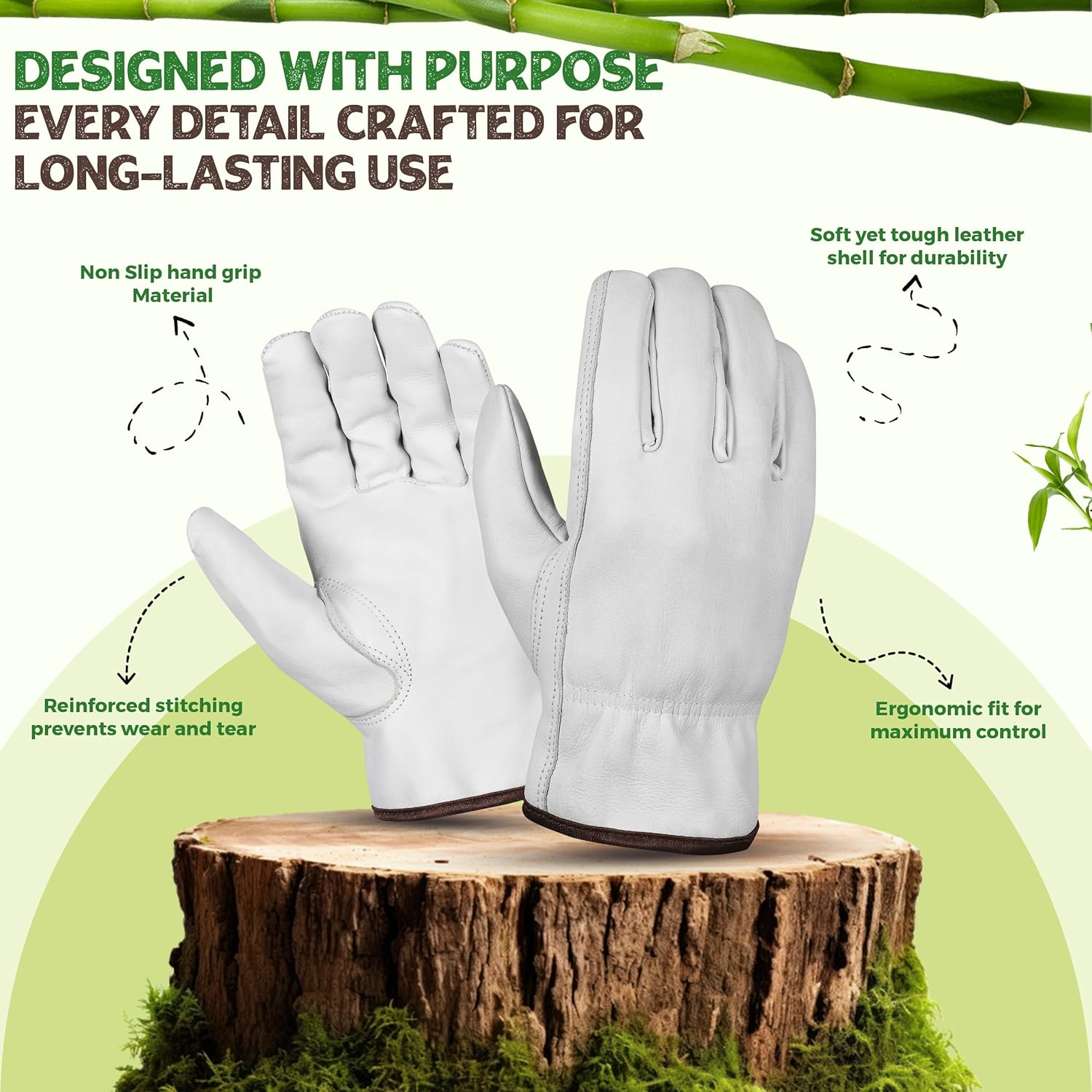 12 Pairs Heavy Duty Durable Cowhide Leather Work Gloves I Driver Gloves for Truck Driving, Gardening, Warehouse