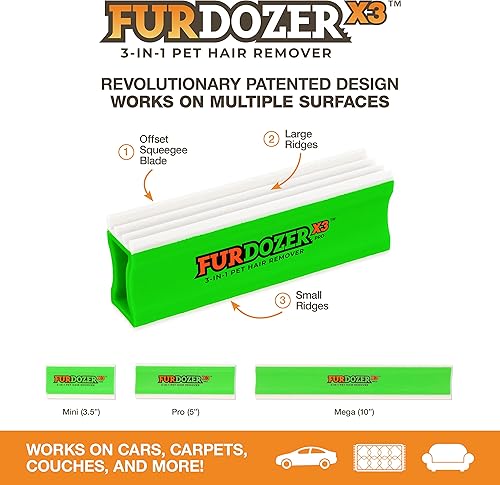 Miniatura 2 de FurDozer X3 PRO - Removedor de pelo de mascotas y herramienta de detallado automático, removedor de pelo de gatos y perros para alfombras,
