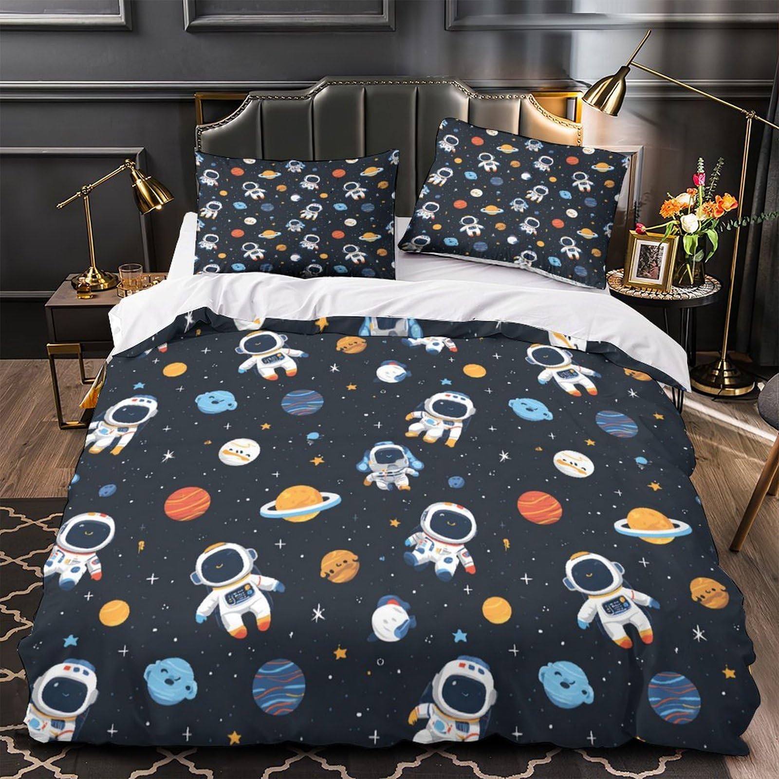 Parure de lit lune endormie pour chambre garçon super king