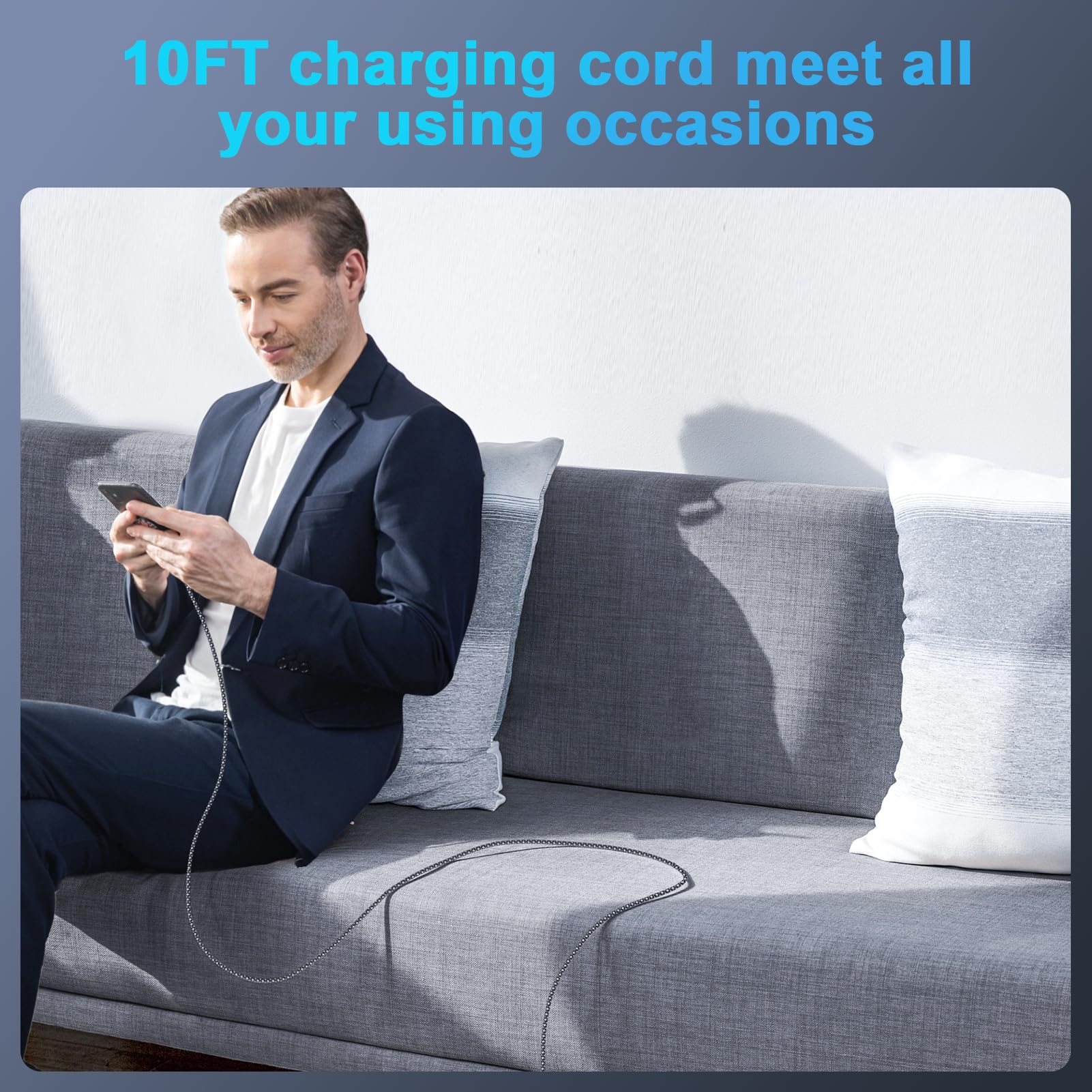 Cavo di ricarica da USB C a USB C, 3 m, 60 W, intrecciato, lungo da tipo C a tipo C, cavo di ricarica rapida per iPhone 16e/16 Pro Max/16/15 Pro/15 Plus/Samsung Galaxy S25 Edge/S24 Ultra/S23/S22/S21