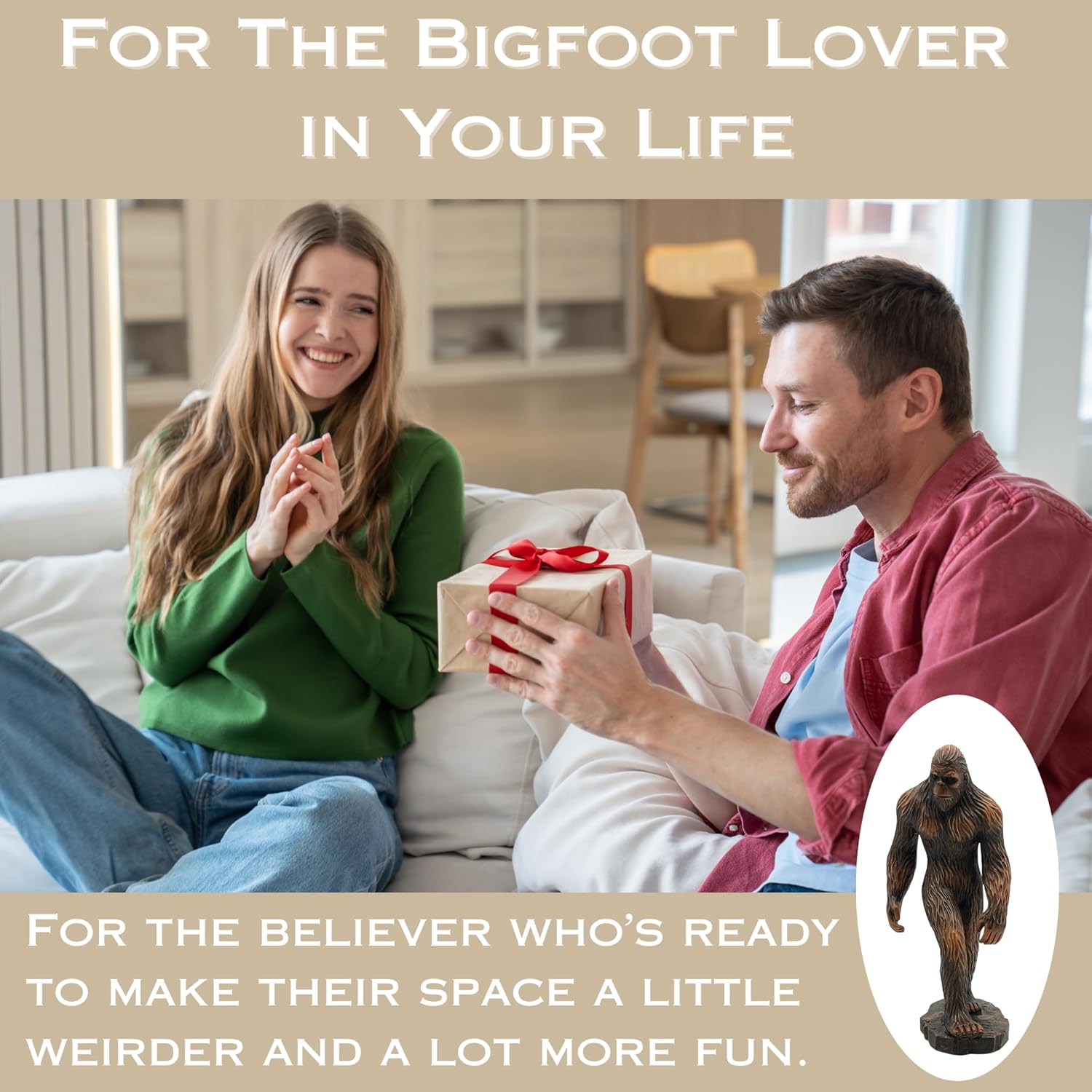 Bigfoot Indoor Outdoor Garden Statue – Rustic Sasquatch Figurine – Unique Big foot Yard Decor – Weather-Resistant UV Protected – Bigfoot Gifts for Lawn, Patio, Home and Office – 8.5” Tall