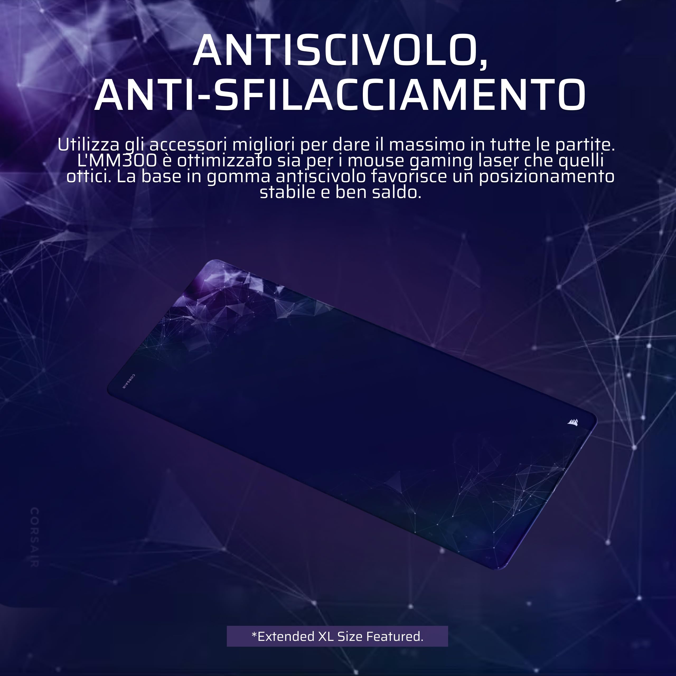 Corsair MM300 L Anti-Fray Tessuto Tappetino Per Mouse Da Gioco – Sci-Fi | Large, 45 cm x 40 cm, Tessuto Intrecciato, Base In Gomma Antiscivolo, Bordi Rinforzati Con Cuciture, Sci-Fi Dark, Blu Navy