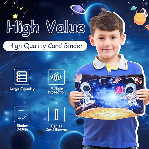 Miniatura 6 de BRHE Carpeta de tarjetas con 4 bolsillos, 504 bolsillos con 63 fundas extraíbles para tarjetas de juego, coleccionista de tarjetas intercambiables,