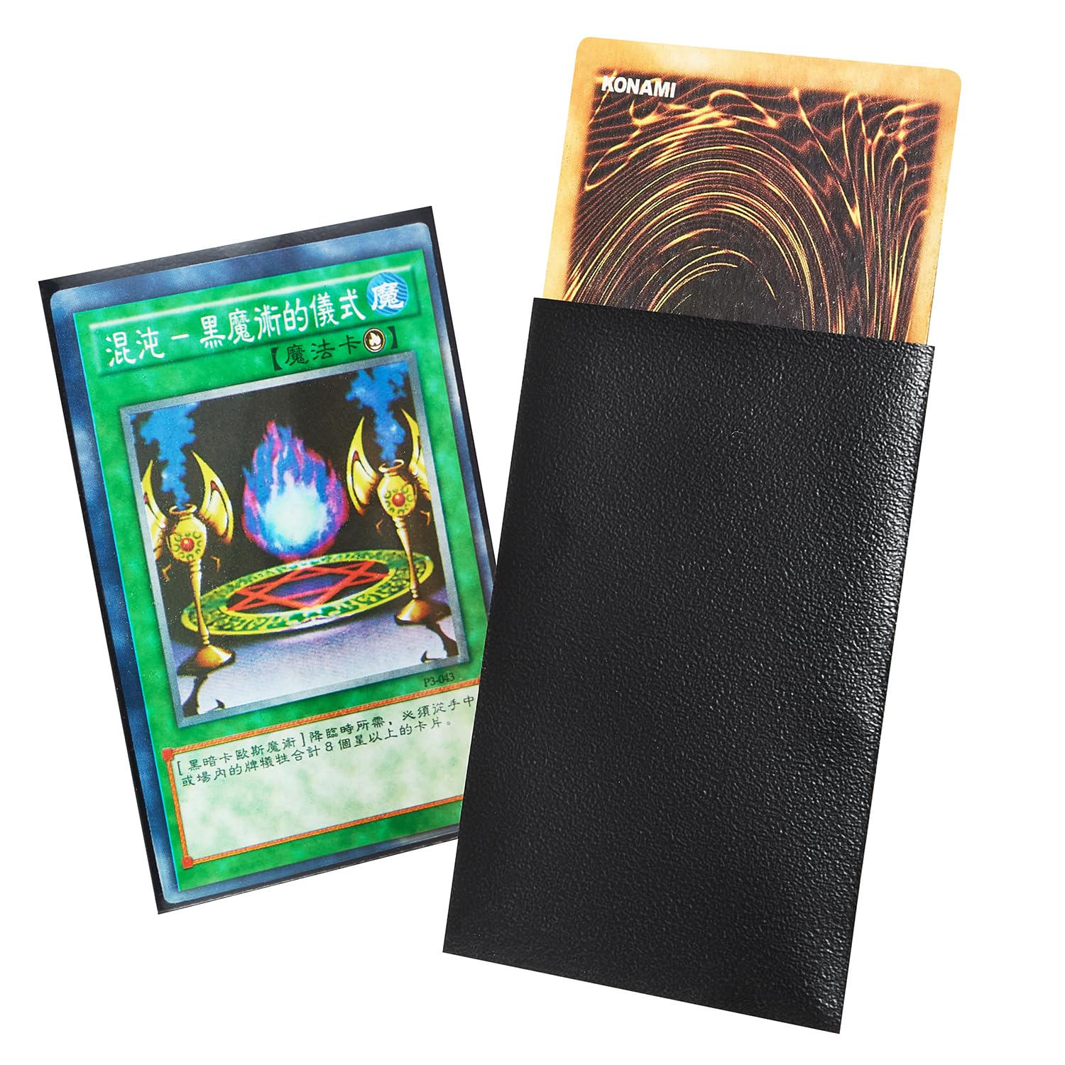 Yugi oh Card Sleeve, FOTEEMO 200 Counts Japanese Size Card Sleeves Back Textured Perfect Shuffling Yugioo Card Protector Sleeves for Trading Cards (Black/62 * 89mm)