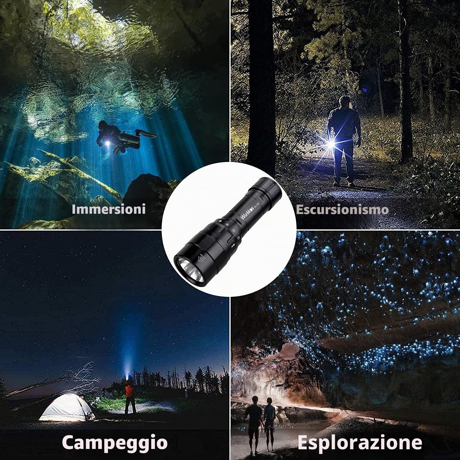 Wurkkos DL10R Torcia Subacquea, 4500 Lumens, Porta USB-C incorporata, LED XHP70.2, impermeabilità IPX8, Torcia per Immersioni con Batteria Ricaricabile 5000mah 21700