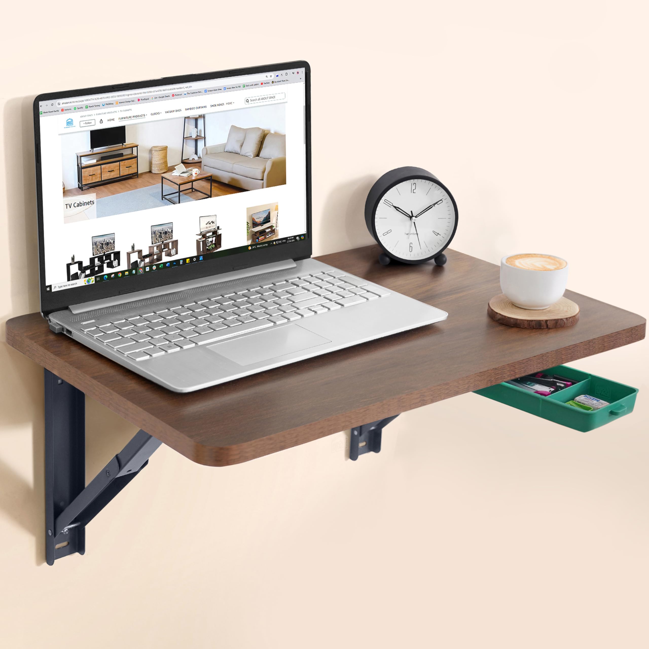 ABOUT SPACE Wooden Study Table with Hutch & Bottom Storage - Office Desk - Computer Table for Laptop, PC-Engineering Wood Working