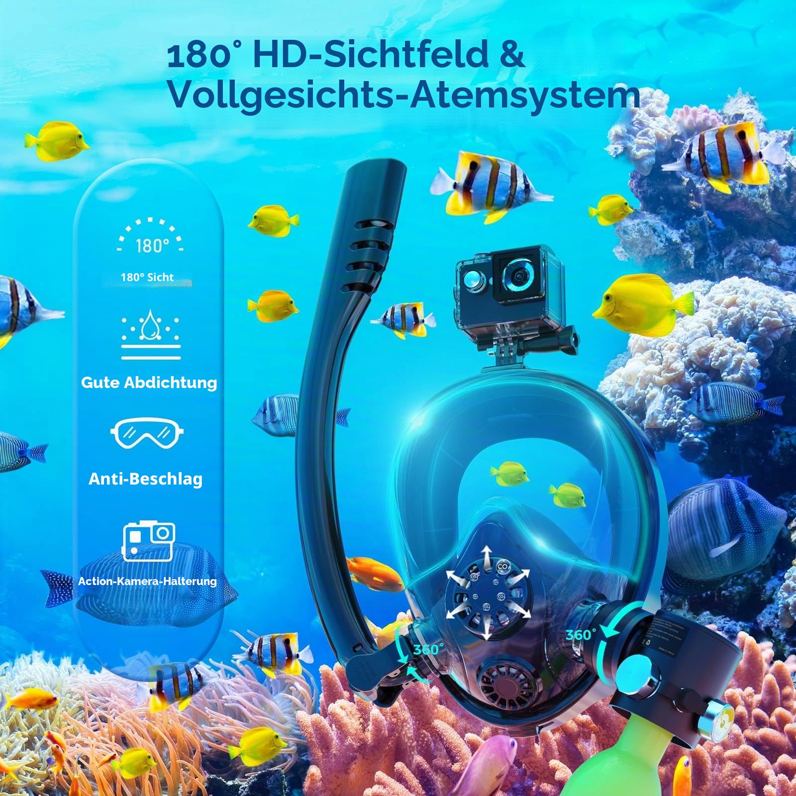 CHIAKDIV Mini Tauchflasche mit Tauchmaske 0,5 l Mini-Tauchflaschen-Tauchausrüstung, geeignet zum Schnorcheln und Freizeittauchen