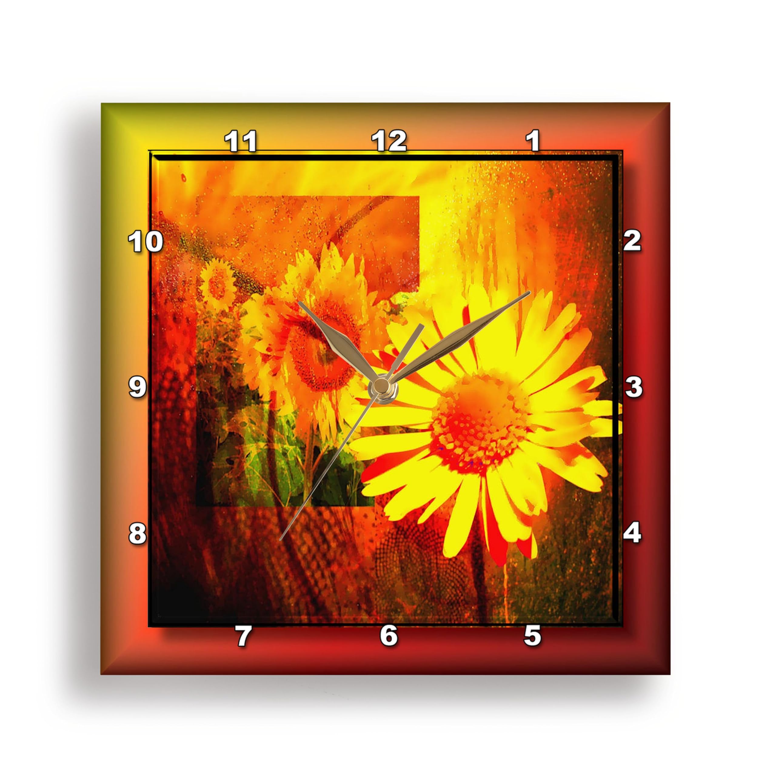 3dRose dpp_24156_3 Line of Sunflowers Wall Clock, 15 by 15-Inch