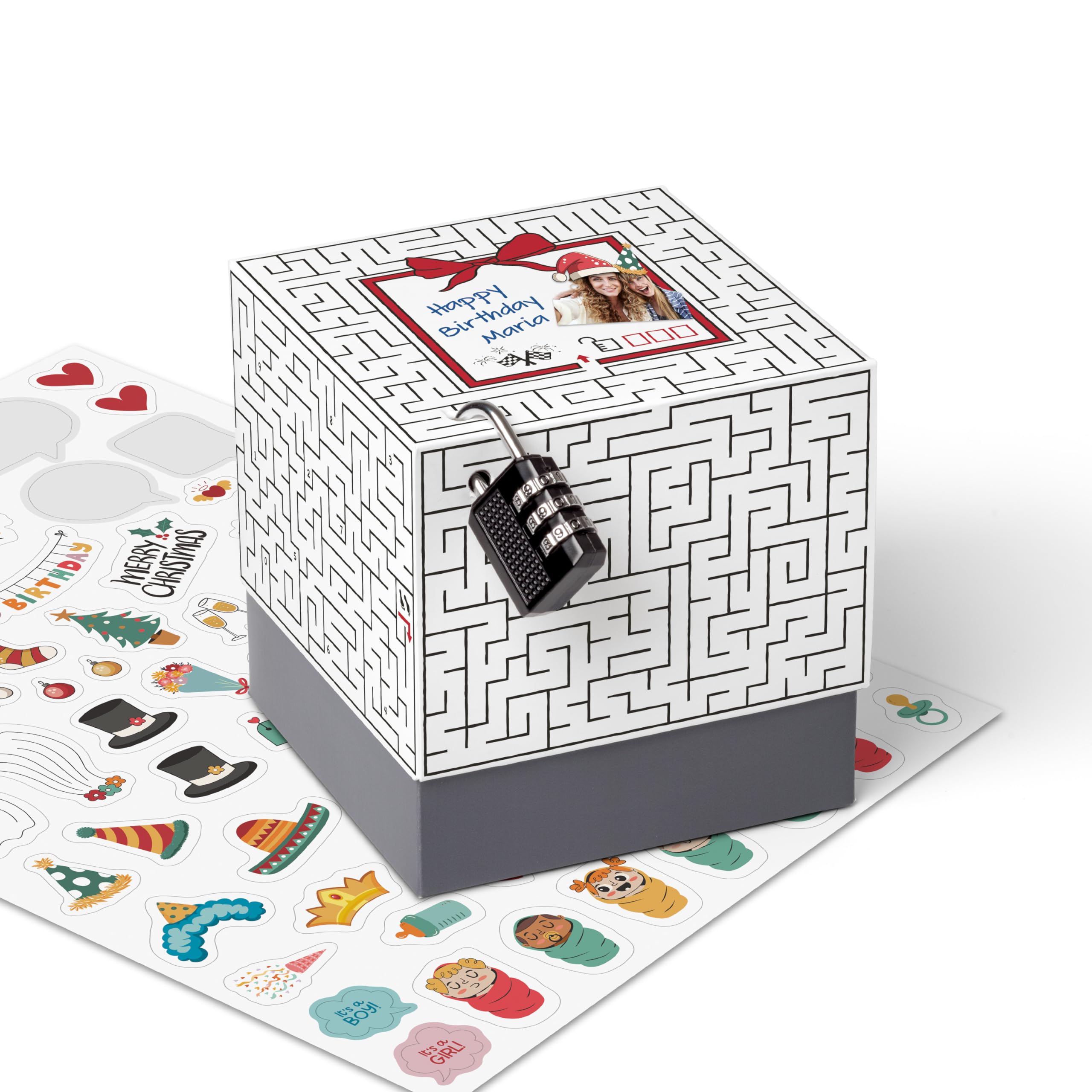 SURPRISA Caja de regalo, caja de rompecabezas, embalaje de regalo para vales, rompecabezas de laberinto, tamaño S (12 cm)