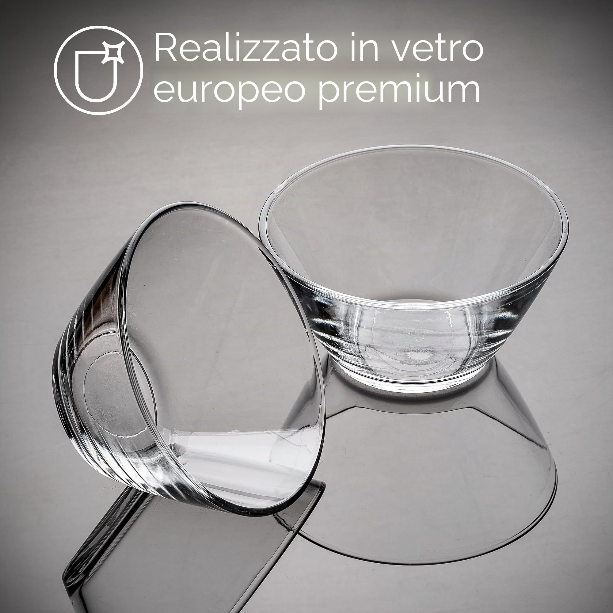 CRYSTALIA Ciotola Impilabile Premium in Vetro 345ml Senza Piombo - Coppe Gelato, Bicchieri da Dessert, Ciotola per Budino, Tazza da Immersione, Coppette Vetro